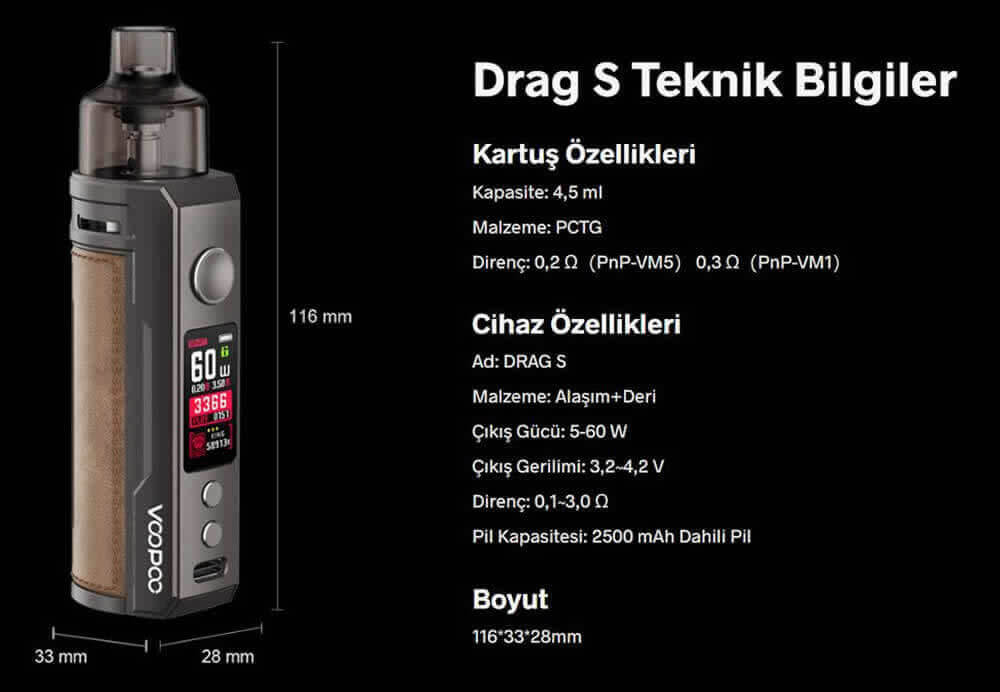 VooPoo Drag S Teknik Bilgileri
